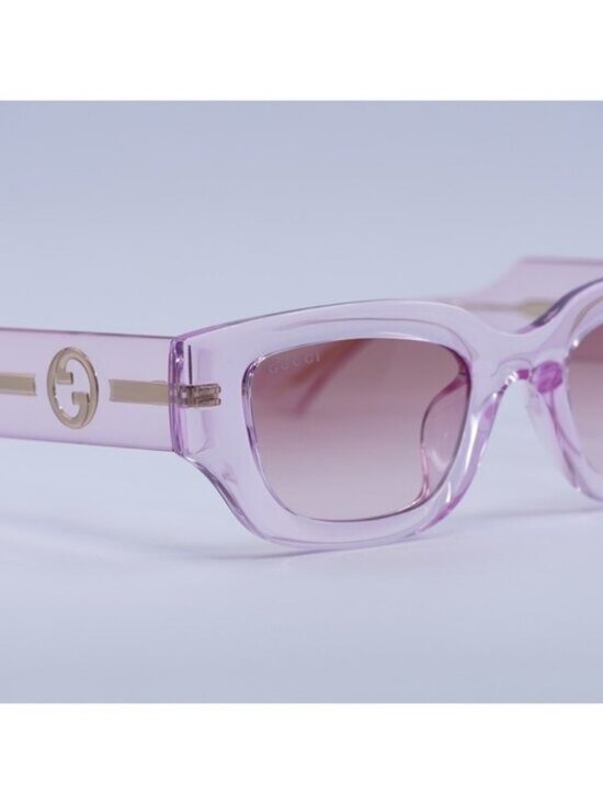 Gucci GG1558SK 003 Sunglasses Pink Rectangle Frame, Burgundy Lenses main image 2